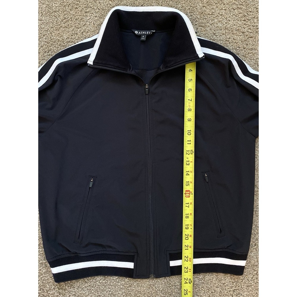 Womens Athleta Full Zip Jacket Black‎ White Stripes Athletic Gym Size Medium - Picture 5 of 5